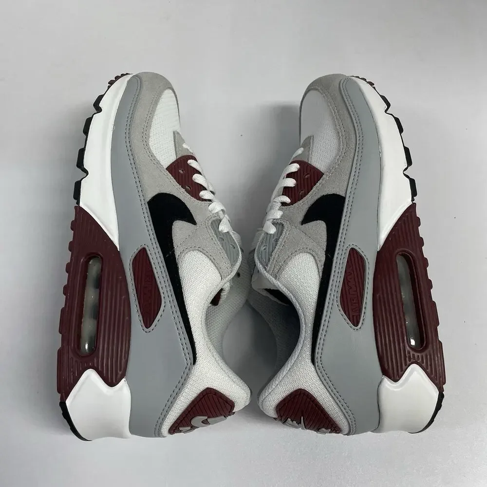 Nike Air Max 90 Dark Team Red FN6958 101 Size 8.5 White Grey Mesh Low Top Shoe